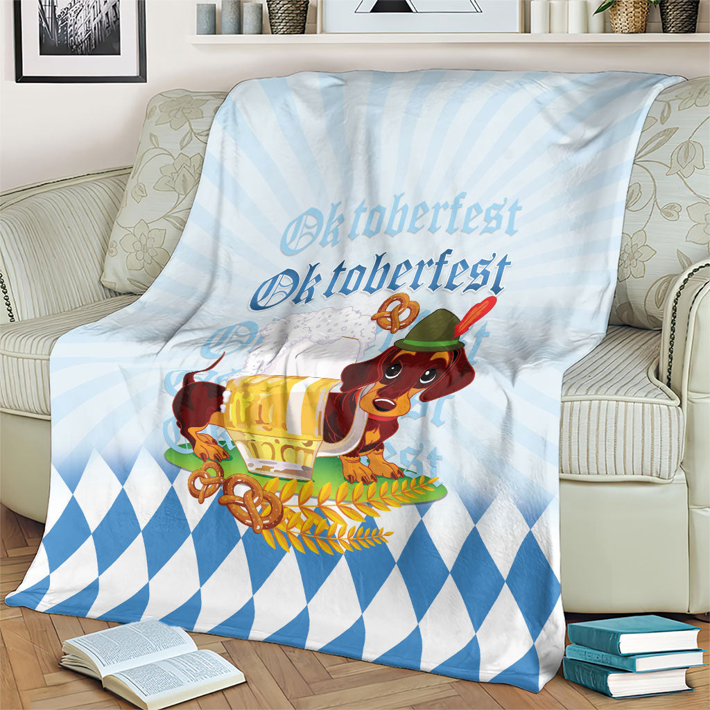 Germany Oktoberfest Blanket Dachshund Beer and Bavarian Pretzel