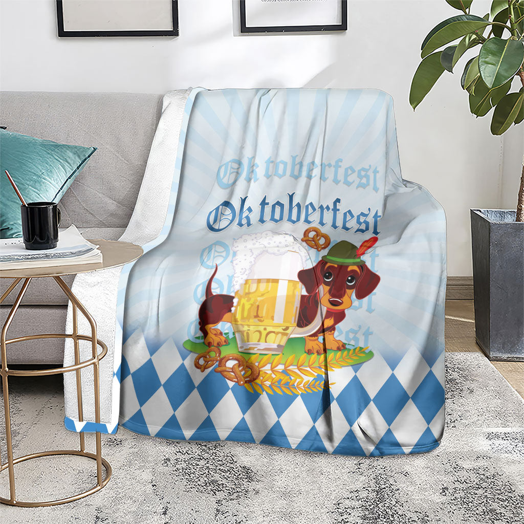Germany Oktoberfest Blanket Dachshund Beer and Bavarian Pretzel