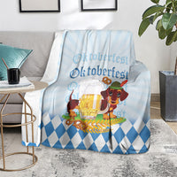Germany Oktoberfest Blanket Dachshund Beer and Bavarian Pretzel