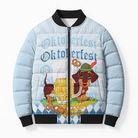 Germany Oktoberfest Bomber Puffer Jacket Dachshund Beer and Bavarian Pretzel