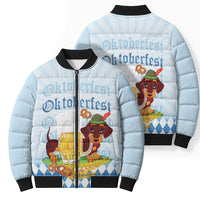 Germany Oktoberfest Bomber Puffer Jacket Dachshund Beer and Bavarian Pretzel