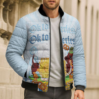 Germany Oktoberfest Bomber Puffer Jacket Dachshund Beer and Bavarian Pretzel