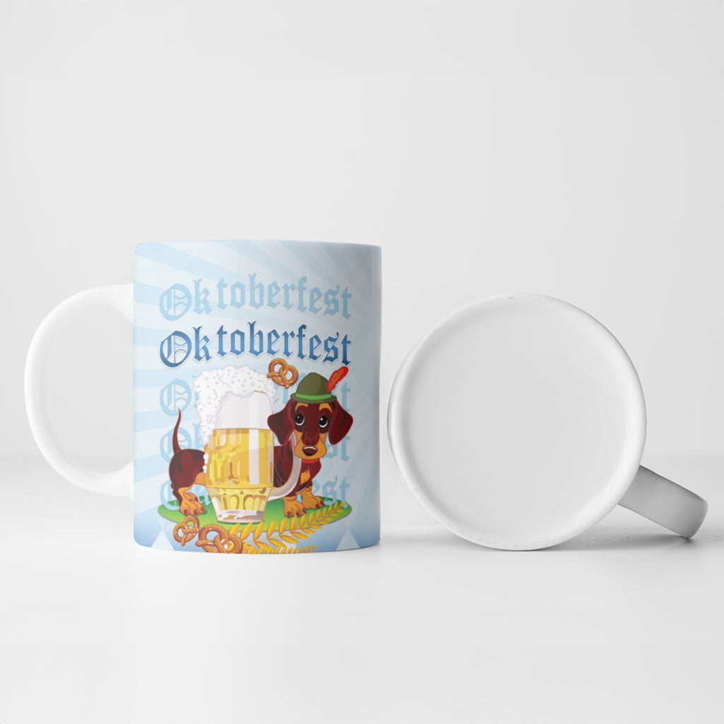 Germany Oktoberfest Ceramic Mug Dachshund Beer and Bavarian Pretzel