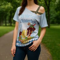Germany Oktoberfest Cross Shoulder Shirt Dachshund Beer and Bavarian Pretzel