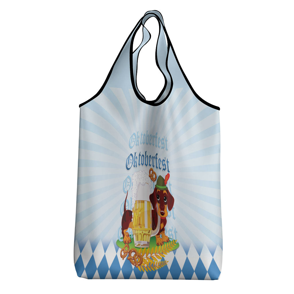 Germany Oktoberfest Grocery Bag Dachshund Beer and Bavarian Pretzel