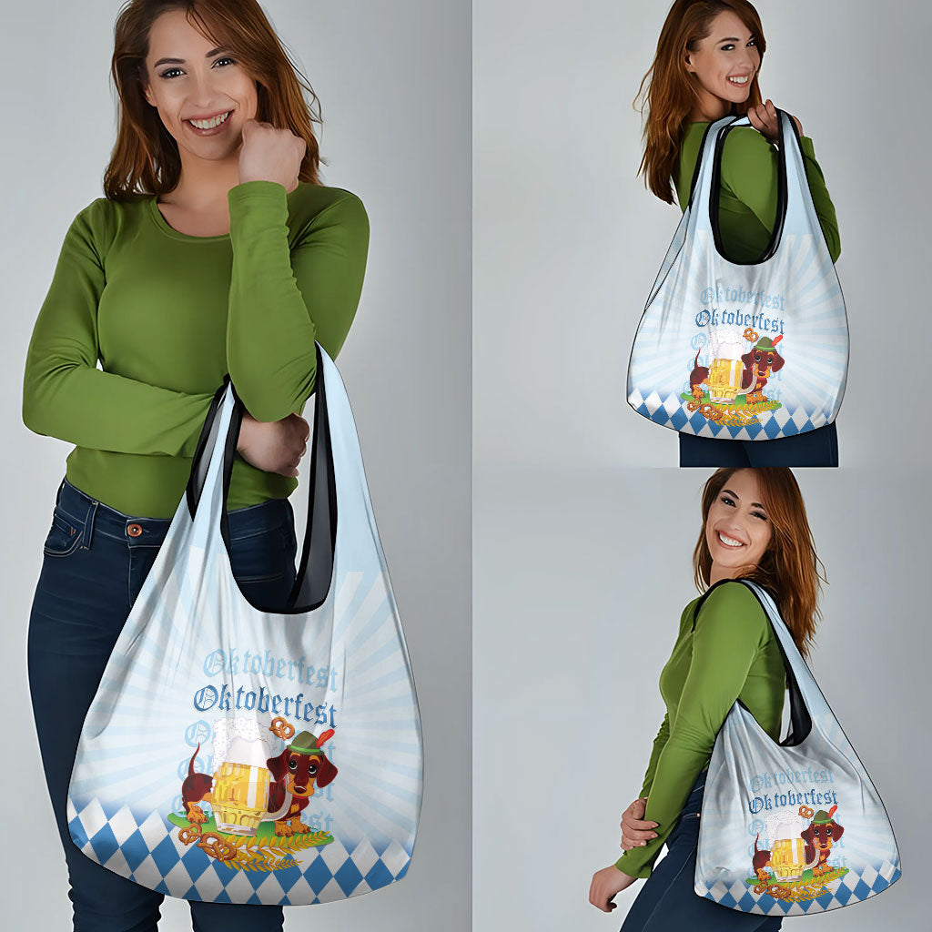 Germany Oktoberfest Grocery Bag Dachshund Beer and Bavarian Pretzel