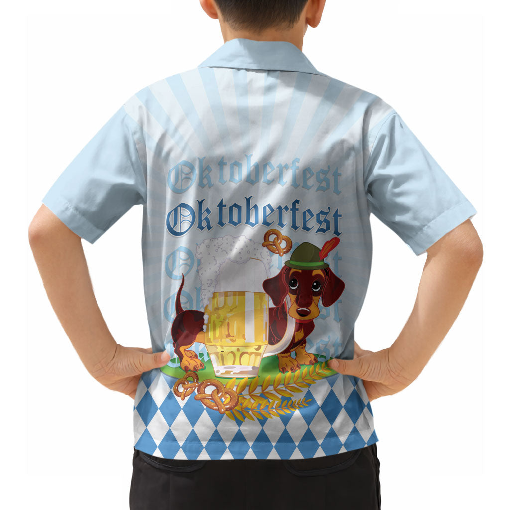 Germany Oktoberfest Hawaiian Shirt Dachshund Beer and Bavarian Pretzel