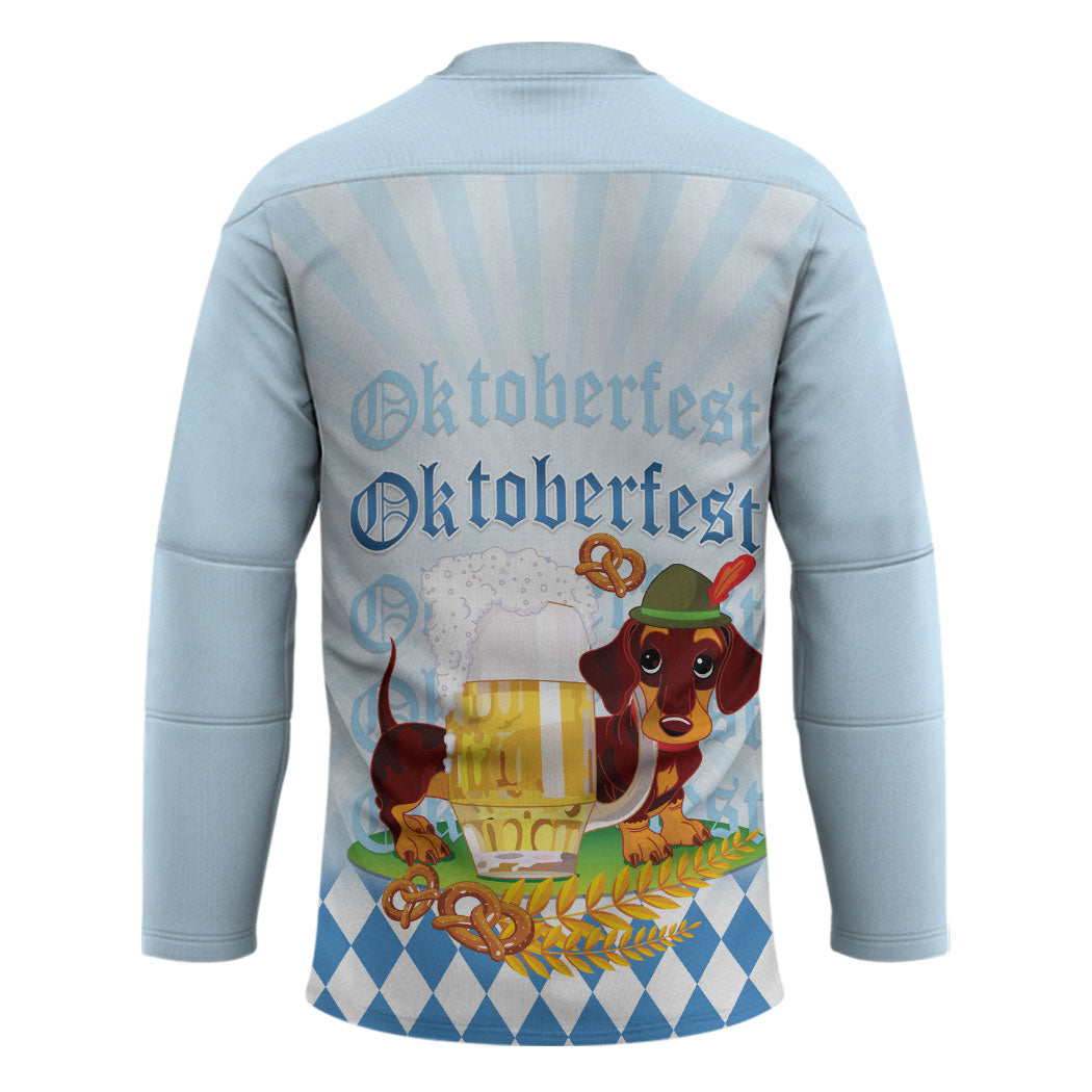 Germany Oktoberfest Hockey Jersey Dachshund Beer and Bavarian Pretzel