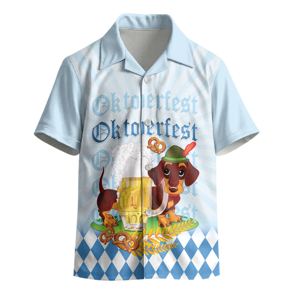 Germany Oktoberfest Kid Hawaiian Shirt Dachshund Beer and Bavarian Pretzel