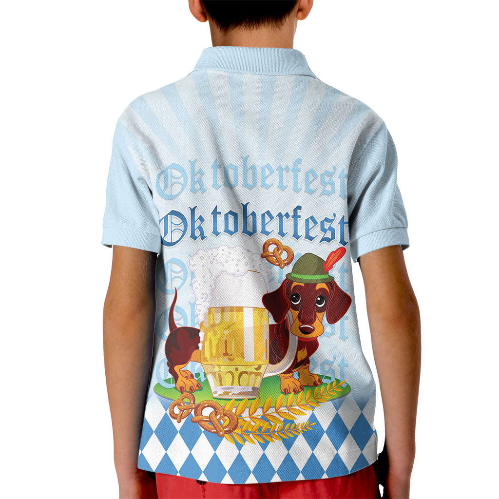 Germany Oktoberfest Kid Polo Shirt Dachshund Beer and Bavarian Pretzel
