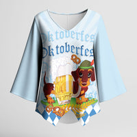 Germany Oktoberfest Kimono Sleeve Blouse Dachshund Beer and Bavarian Pretzel