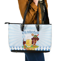 Germany Oktoberfest Leather Tote Bag Dachshund Beer and Bavarian Pretzel