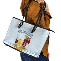 Germany Oktoberfest Leather Tote Bag Dachshund Beer and Bavarian Pretzel