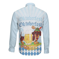 Germany Oktoberfest Long Sleeve Button Shirt Dachshund Beer and Bavarian Pretzel