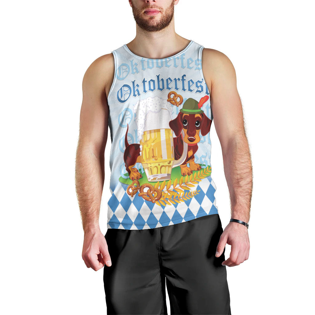 Germany Oktoberfest Men Tank Top Dachshund Beer and Bavarian Pretzel