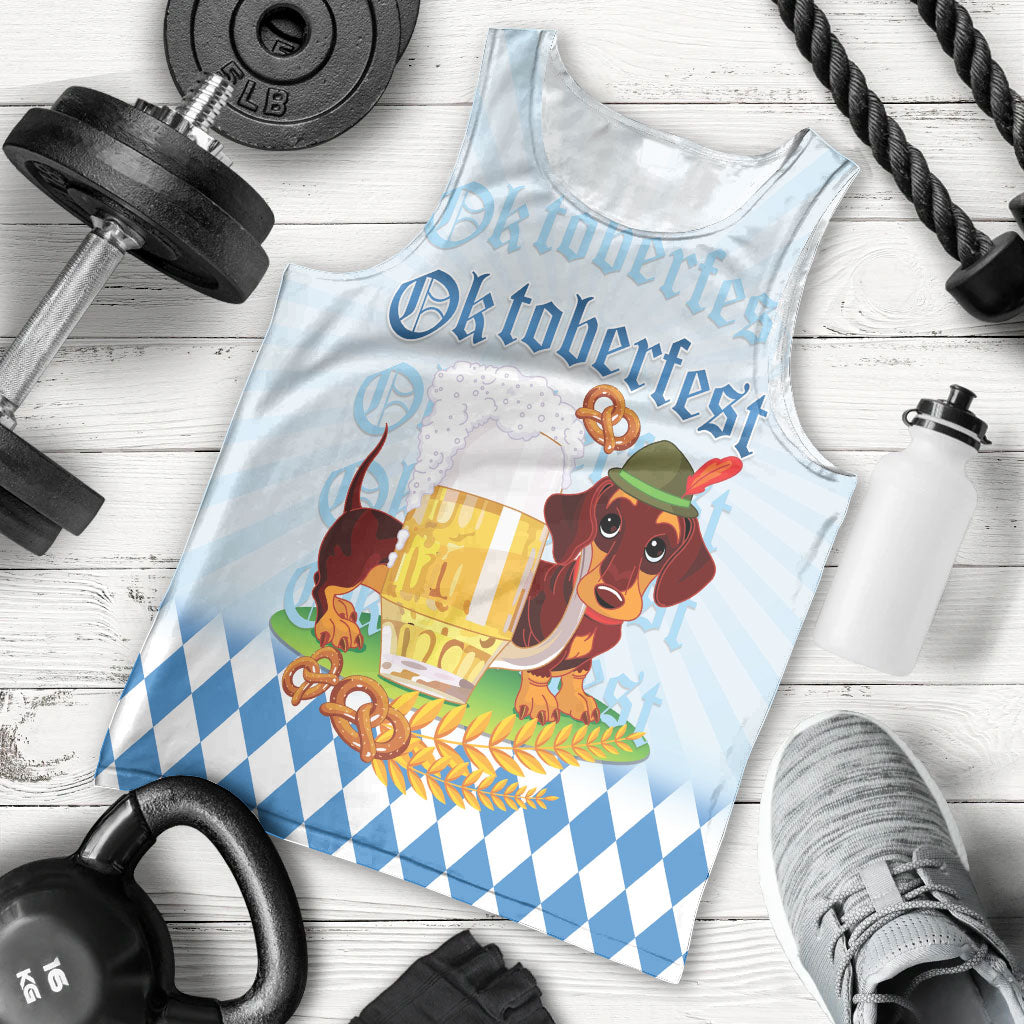Germany Oktoberfest Men Tank Top Dachshund Beer and Bavarian Pretzel