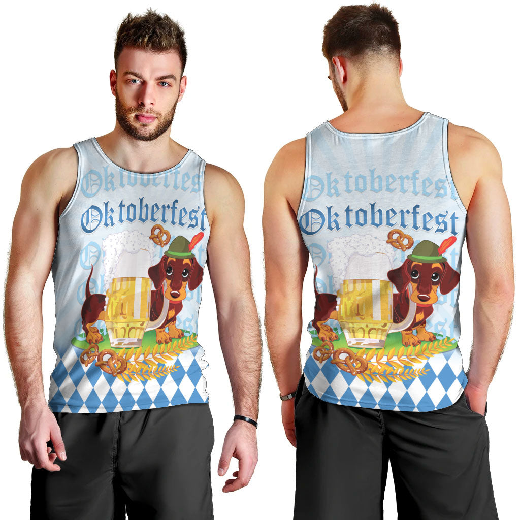 Germany Oktoberfest Men Tank Top Dachshund Beer and Bavarian Pretzel