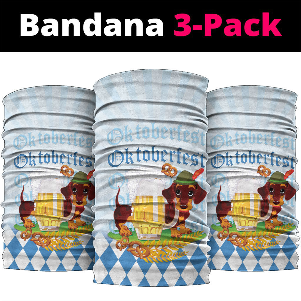 Germany Oktoberfest Neck Gaiter Dachshund Beer and Bavarian Pretzel