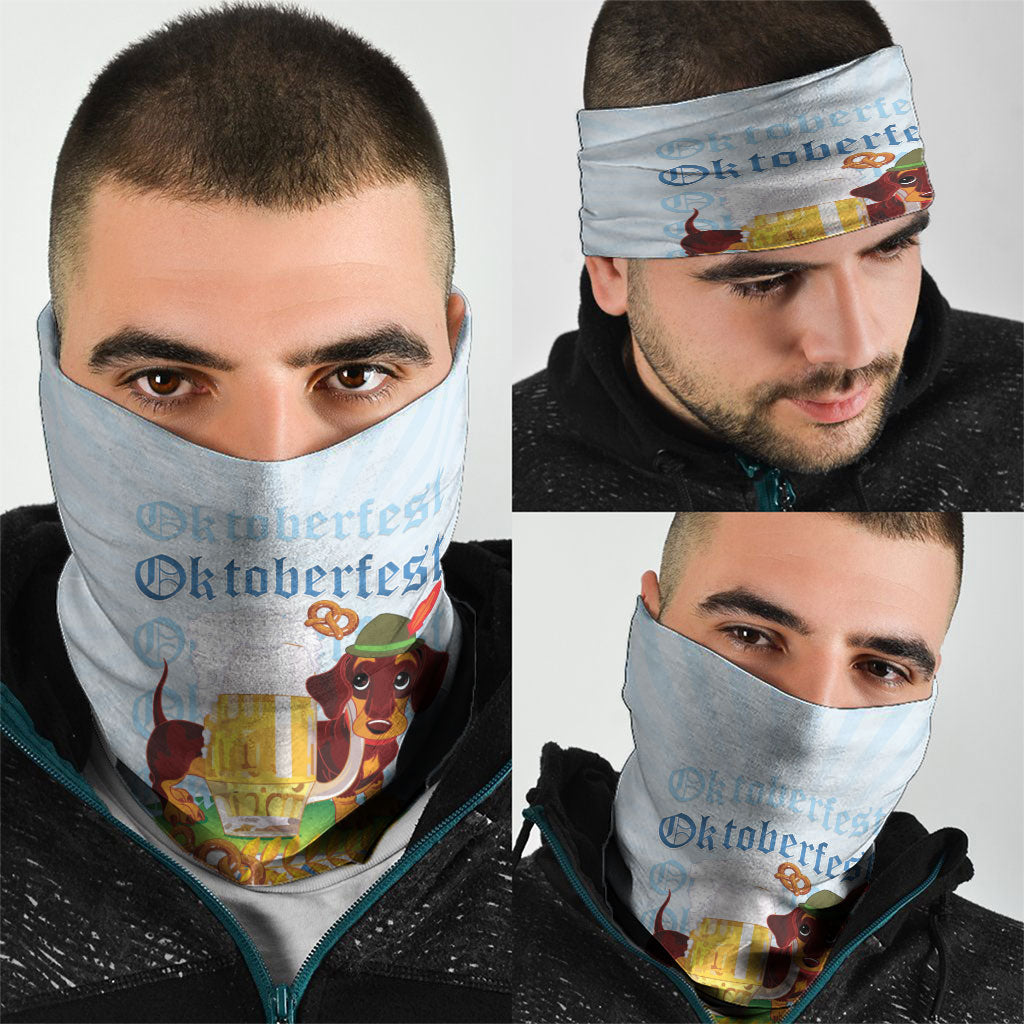 Germany Oktoberfest Neck Gaiter Dachshund Beer and Bavarian Pretzel