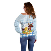 Germany Oktoberfest Off Shoulder Sweater Dachshund Beer and Bavarian Pretzel