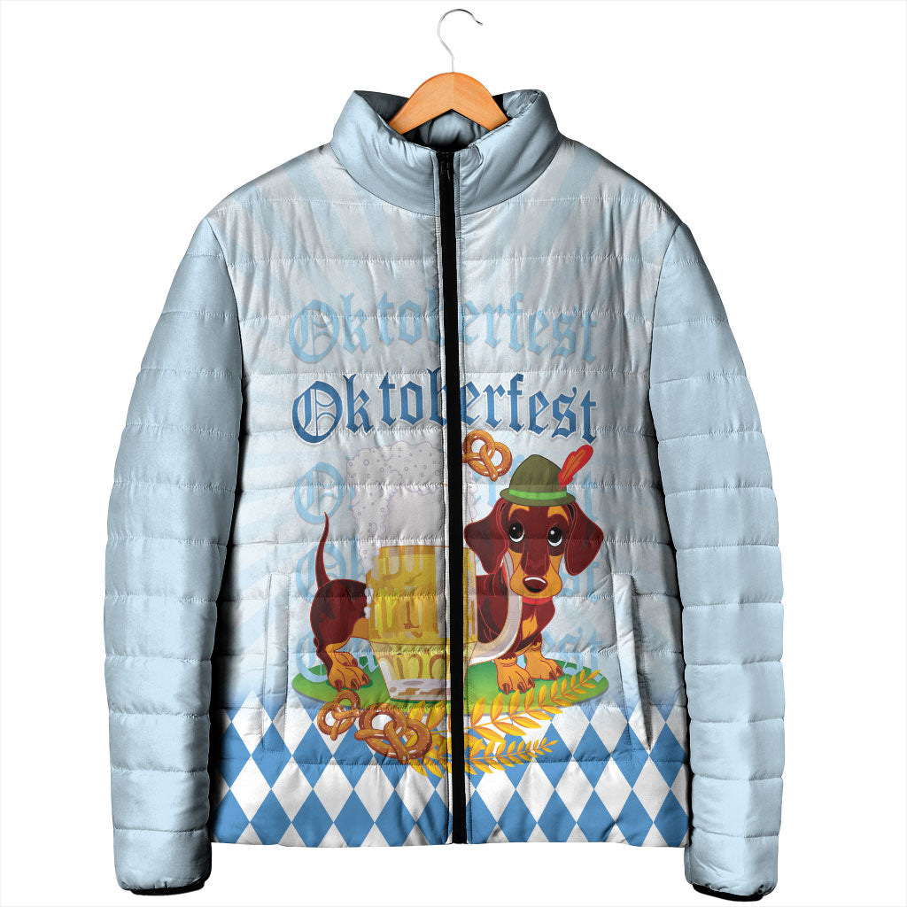 Germany Oktoberfest Padded Jacket Dachshund Beer and Bavarian Pretzel