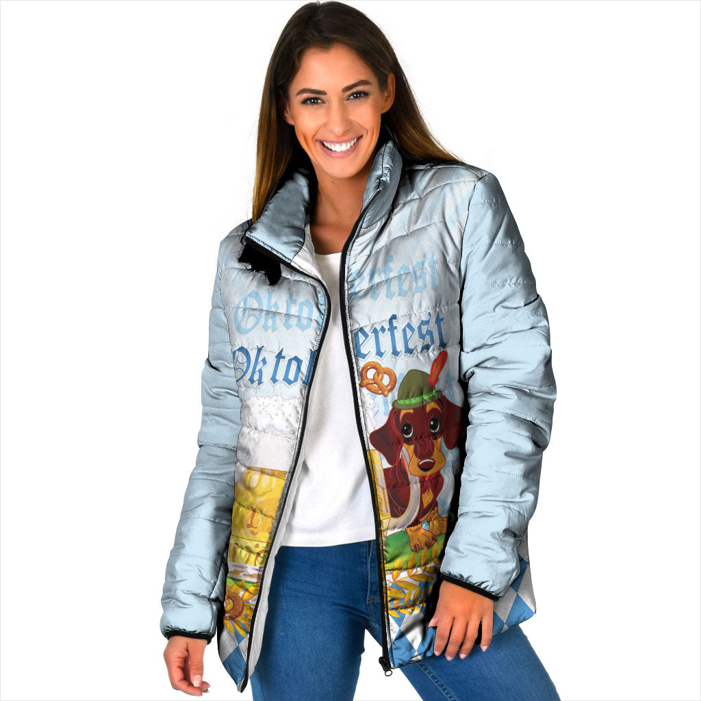 Germany Oktoberfest Padded Jacket Dachshund Beer and Bavarian Pretzel