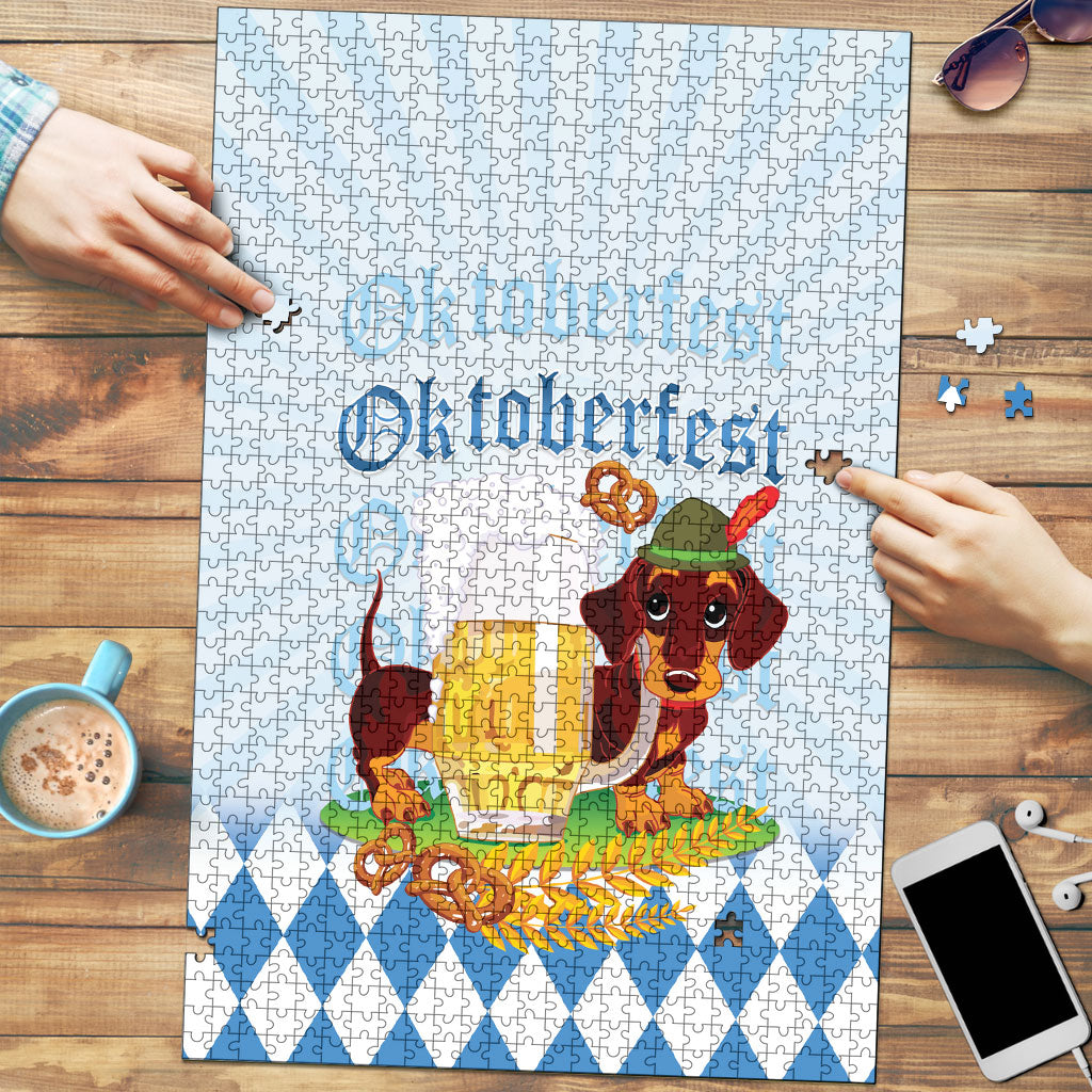 Germany Oktoberfest Puzzle Dachshund Beer and Bavarian Pretzel