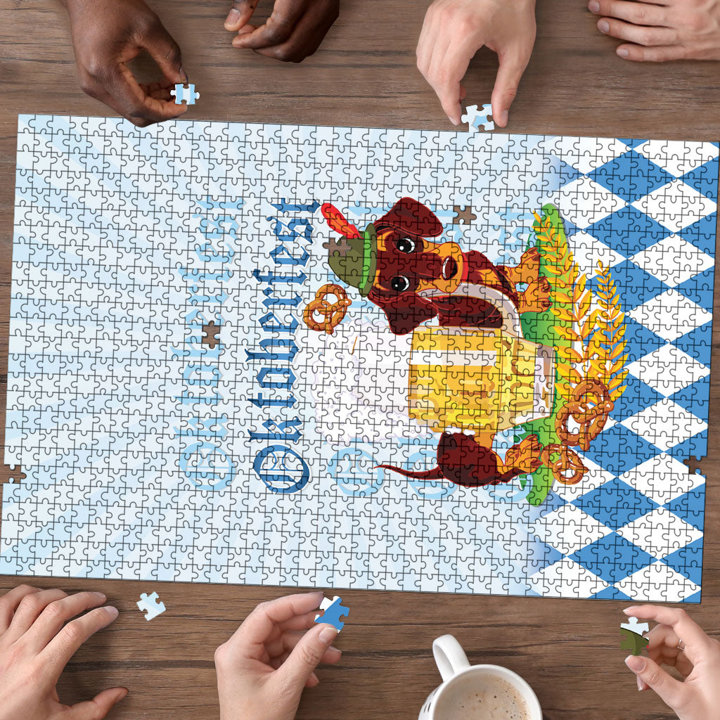 Germany Oktoberfest Puzzle Dachshund Beer and Bavarian Pretzel