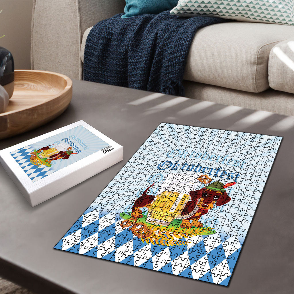 Germany Oktoberfest Puzzle Dachshund Beer and Bavarian Pretzel