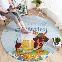 Germany Oktoberfest Round Carpet Dachshund Beer and Bavarian Pretzel