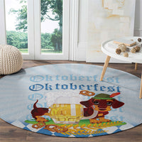Germany Oktoberfest Round Carpet Dachshund Beer and Bavarian Pretzel