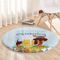 Germany Oktoberfest Round Carpet Dachshund Beer and Bavarian Pretzel