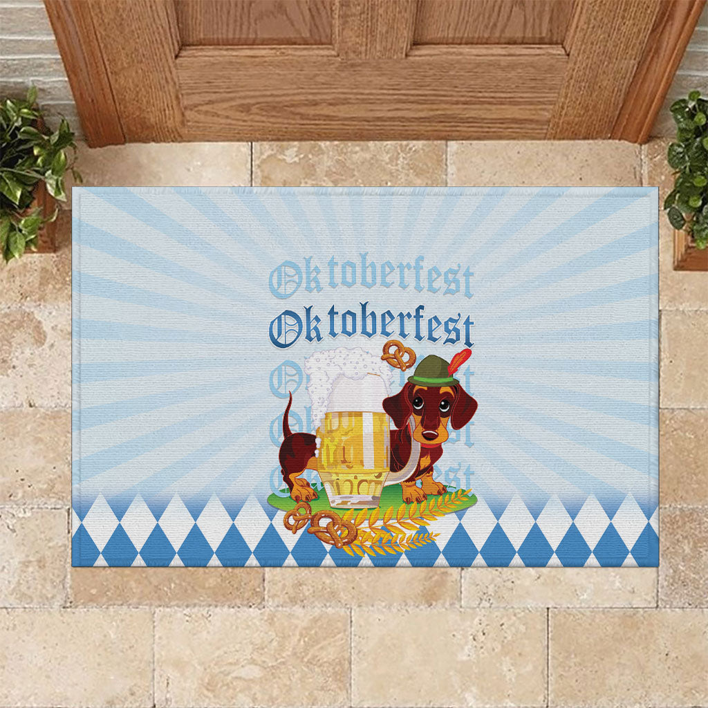 Germany Oktoberfest Rubber Doormat Dachshund Beer and Bavarian Pretzel