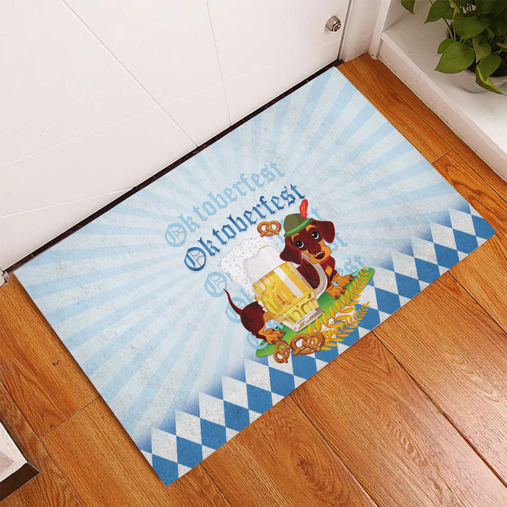 Germany Oktoberfest Rubber Doormat Dachshund Beer and Bavarian Pretzel