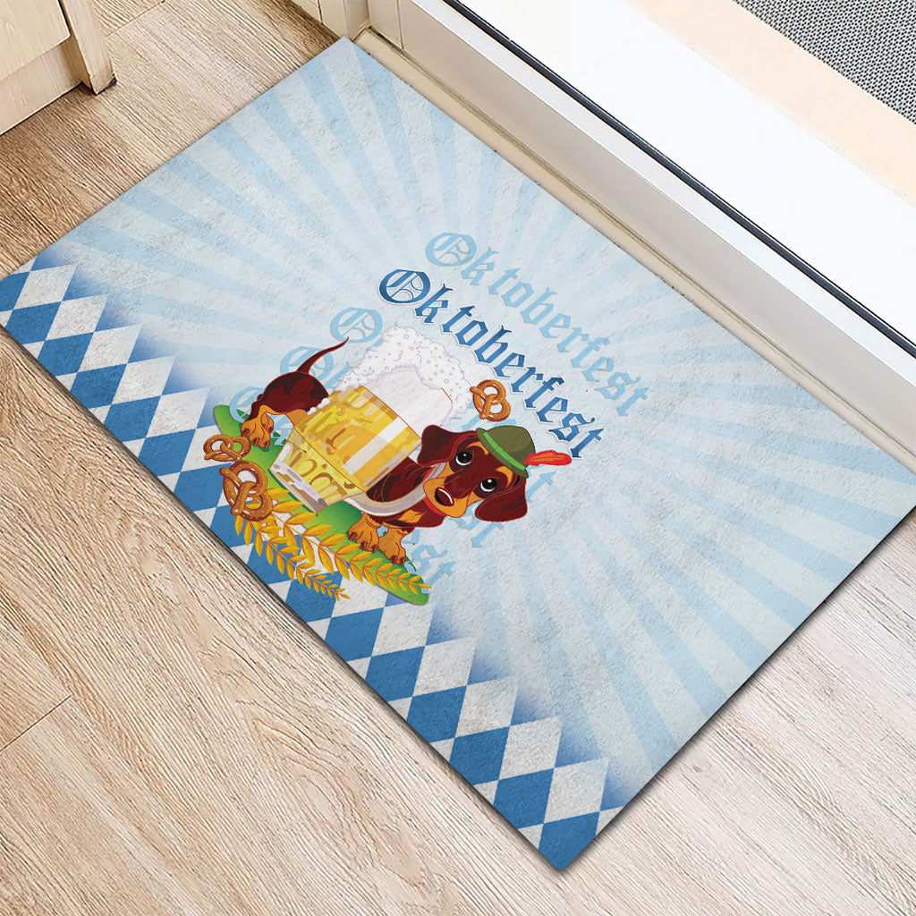 Germany Oktoberfest Rubber Doormat Dachshund Beer and Bavarian Pretzel