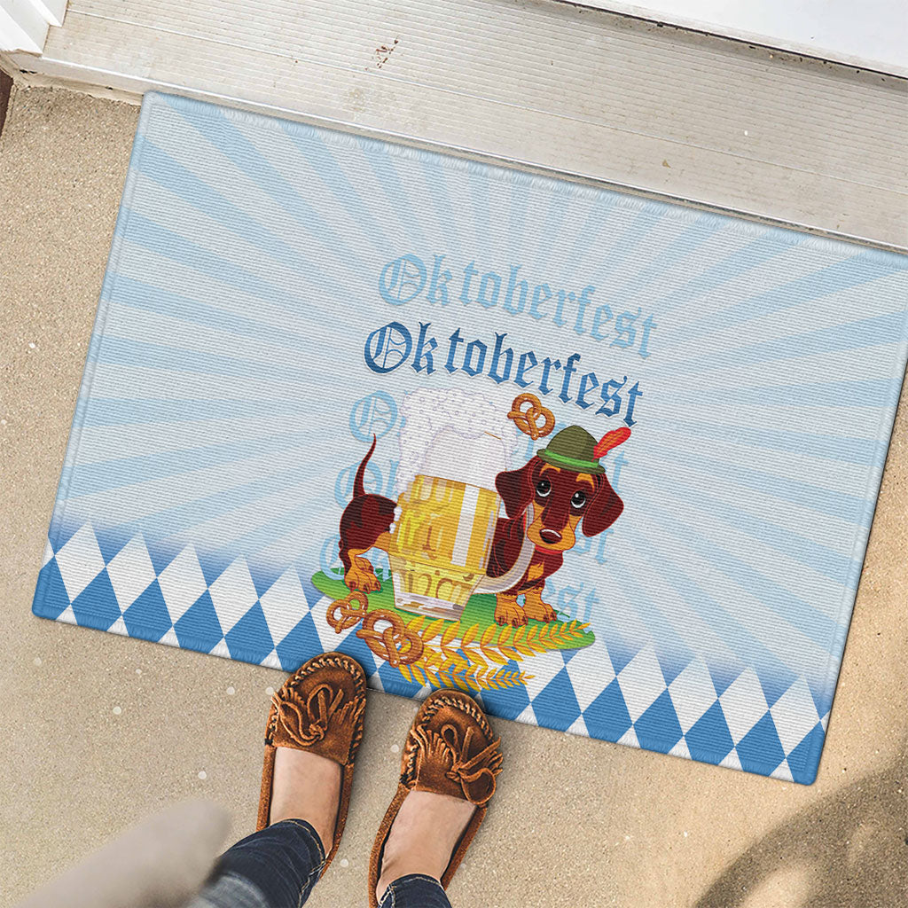 Germany Oktoberfest Rubber Doormat Dachshund Beer and Bavarian Pretzel
