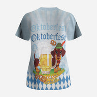 Germany Oktoberfest Scrub Top Dachshund Beer and Bavarian Pretzel