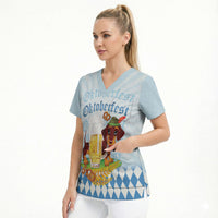 Germany Oktoberfest Scrub Top Dachshund Beer and Bavarian Pretzel