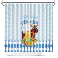 Germany Oktoberfest Shower Curtain Dachshund Beer and Bavarian Pretzel