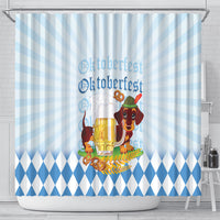 Germany Oktoberfest Shower Curtain Dachshund Beer and Bavarian Pretzel