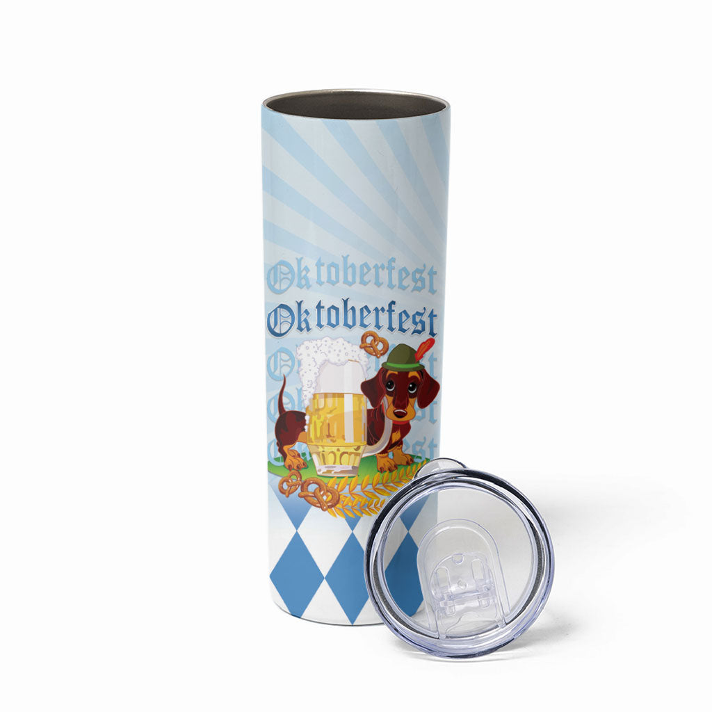 Germany Oktoberfest Skinny Tumbler Dachshund Beer and Bavarian Pretzel