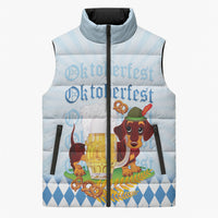 Germany Oktoberfest Sleeveless Puffer Jacket Dachshund Beer and Bavarian Pretzel