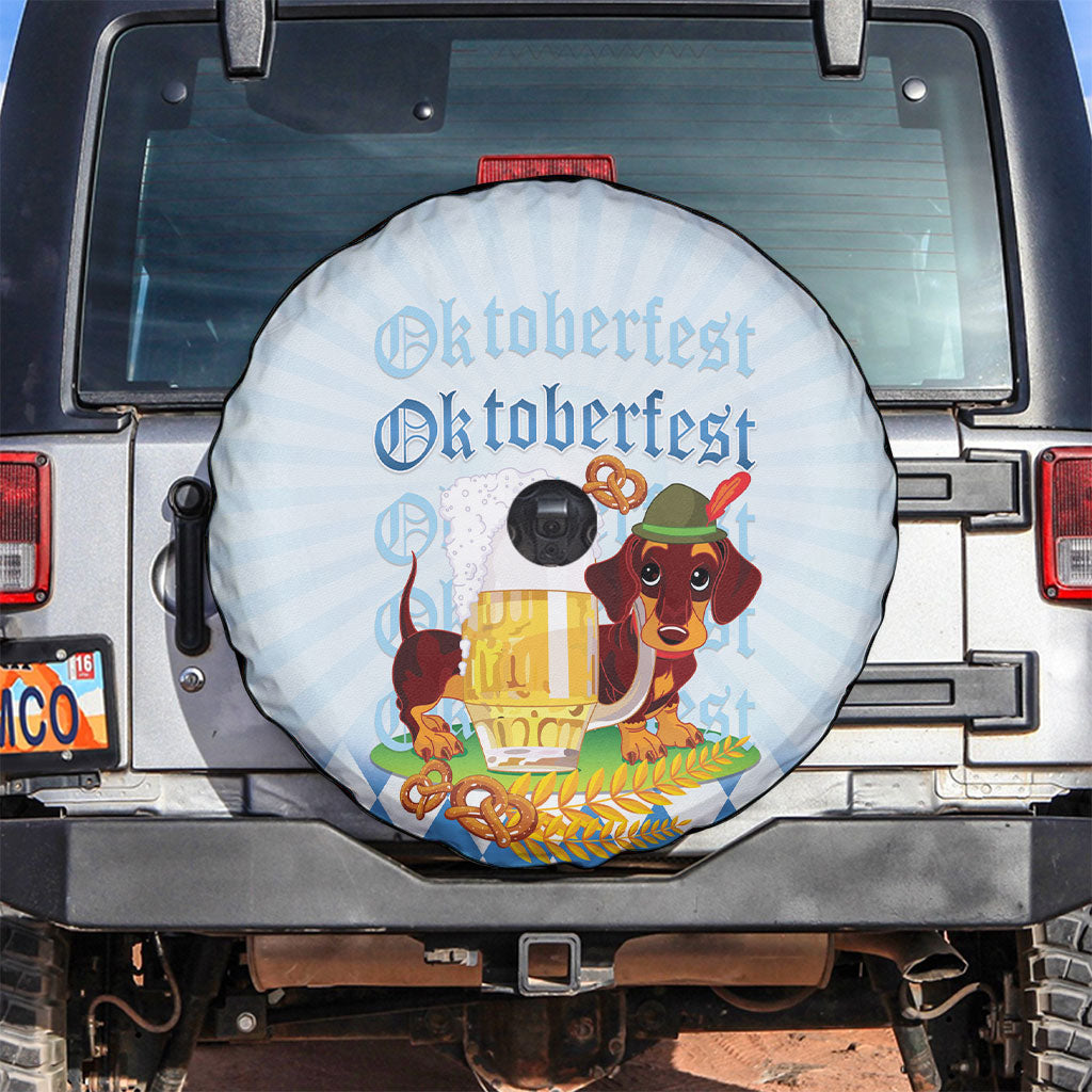 Germany Oktoberfest Spare Tire Cover Dachshund Beer and Bavarian Pretzel