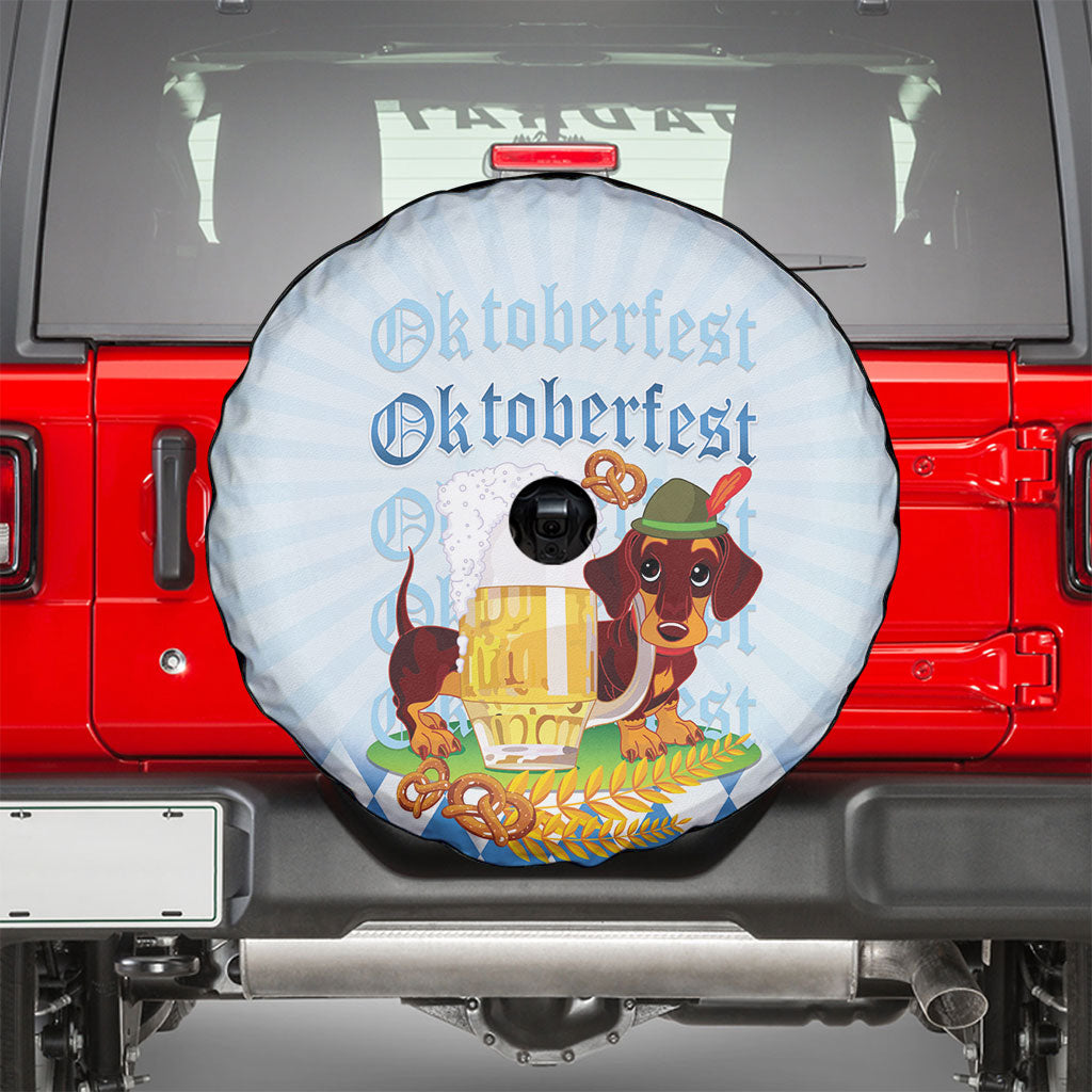 Germany Oktoberfest Spare Tire Cover Dachshund Beer and Bavarian Pretzel