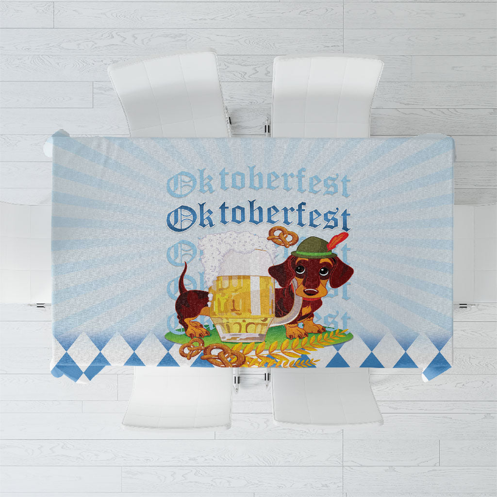 Germany Oktoberfest Tablecloth Dachshund Beer and Bavarian Pretzel