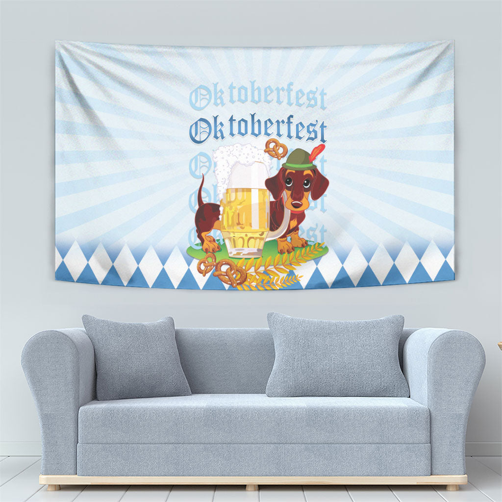 Germany Oktoberfest Tapestry Dachshund Beer and Bavarian Pretzel