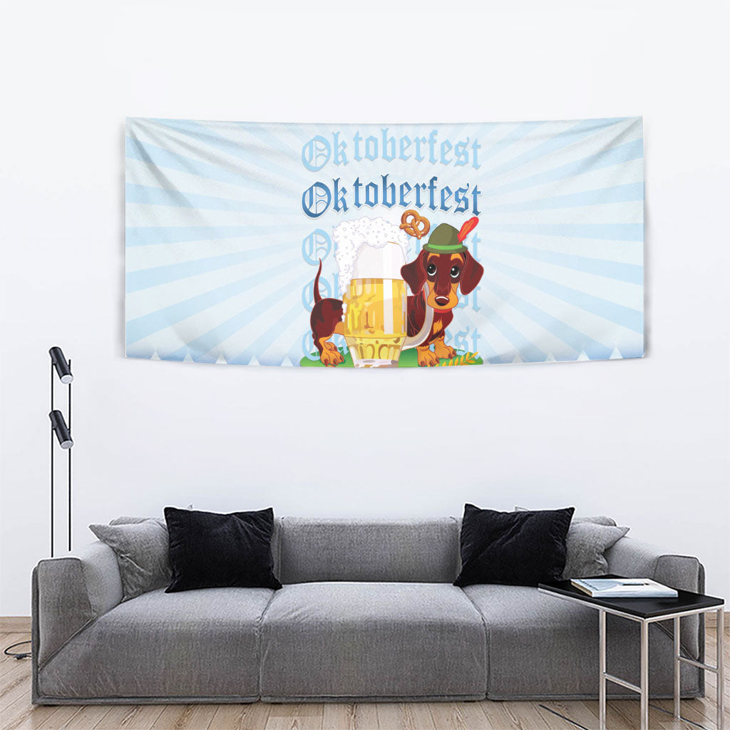 Germany Oktoberfest Tapestry Dachshund Beer and Bavarian Pretzel