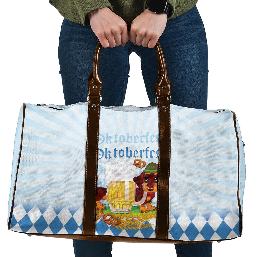 Germany Oktoberfest Travel Bag Dachshund Beer and Bavarian Pretzel