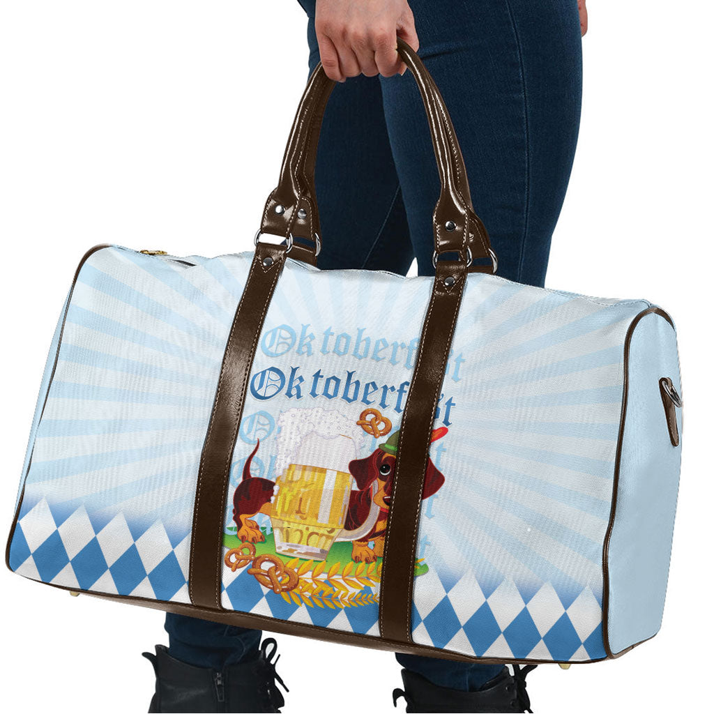 Germany Oktoberfest Travel Bag Dachshund Beer and Bavarian Pretzel