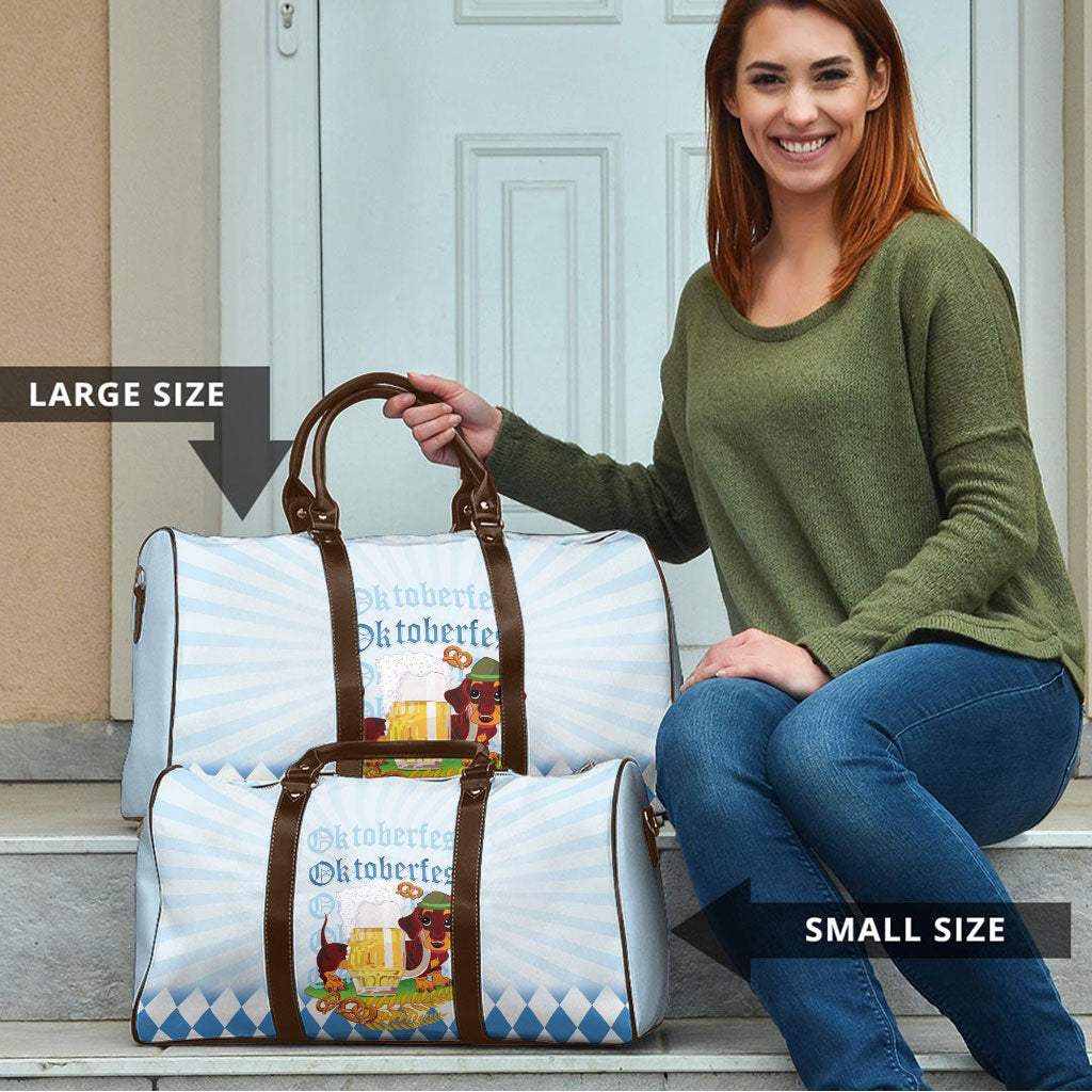 Germany Oktoberfest Travel Bag Dachshund Beer and Bavarian Pretzel